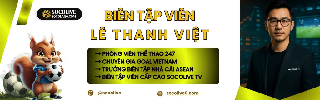 Biên tập viên Lê Thanh Việt Socolive trong phòng thu bình luận